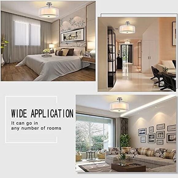 3-Light Industrial Semi Drum Flush Mount Lighting - Picture 2 of 4